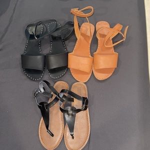 Lot of 3 Womens Sandals.  2- City Classified Black & Tan. 1- Mossimo Black